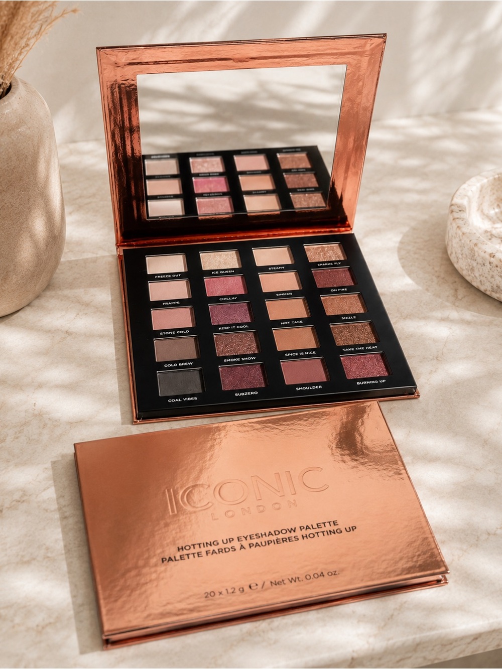 ICONIC London Hotting Up Eyeshadow Palette - Rose, Pink, Bronze, Brown, Gold